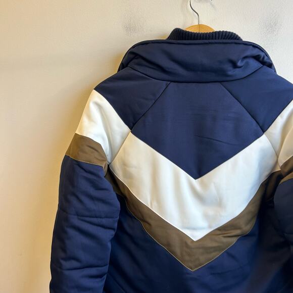 Monrow Inca Blue Colorblock Jacket Women's Size M Double Zip Oversized Outdoor - Picture 6 of 6